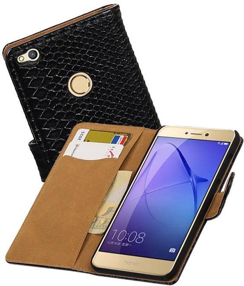 Slang Bookstyle Hoes - Geschikt voor Huawei P8 Lite 2017 Zwart