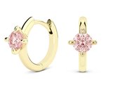 Oorringen - goudkleurig - 925 zilver plated - roze oorbellen - dames - Zirkonia - cadeau voor vrouw - Liefs Jade