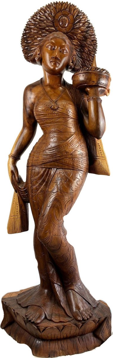 Handgemaakte houten vrouw / Houten figuur / Indonesisch beeld