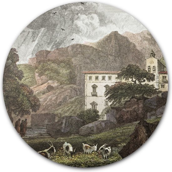 Wandcirkel Sicilian House - WallCatcher | Aluminium 80 cm | Rond schilderij | Muurcirkel Huis in Sicilië dibond