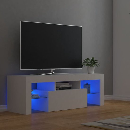 Tv-meubel met LED-verlichting 120x35x40 cm wit | -nl