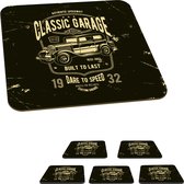 Sous-verres pour les lunettes - Mancave - Car - Garage - Vintage - 10x10 cm - 6 pièces
