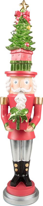 Clayre & Eef Beeld Notenkraker 51 cm Rood Groen Polyresin Kerstdecoratie