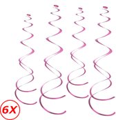 Roze Swirl Slingers Babyshower Swirl Gender Reveal Hangdecoratie Verjaardag Versiering Feest Versiering Roze - 6 Stuks