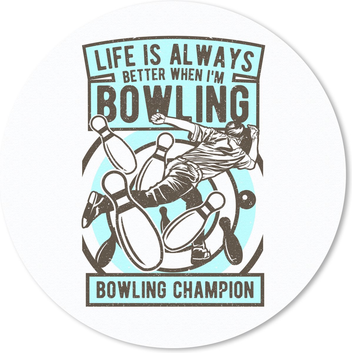 Muismat rond 40x40 cm - Mousepad Bowlen - Quotes - Vintage - Ronde muismatten
