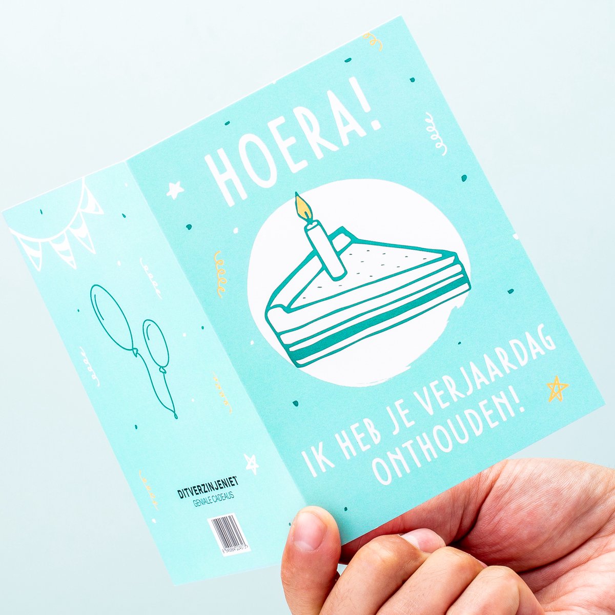 Ditverzinjeniet.nl Wenskaart Hoera! Ik heb je verjaardag onthouden! - Standaard wenskaart (A6 formaat)