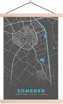 Posterhanger incl. Poster 40x60 cm - Schoolplaat - Someren - Kaart - Stadskaart - Plattegrond - Textielposter - Blanke latten - Plattegrond