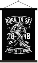 Porte-affiche avec affiche - Affiche scolaire - Ski - Zwart - Wit - Vintage - 60x90 cm - Lattes noires - Cadeau Vaderdag - Cadeau - Cadeau pour lui - Astuce - Hommes
