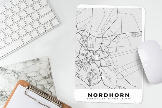 Muismat 18x27 cm - Mousepad Duitsland - Nordhorn - Kaart - Stadskaart - Plattegrond - Muismatten - Stadskaart