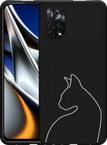 Xiaomi Poco X4 Pro Hoesje Zwart Kattencontour II - Designed by Cazy