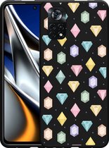 Xiaomi Poco X4 Pro Hoesje Zwart Diamonds - Designed by Cazy