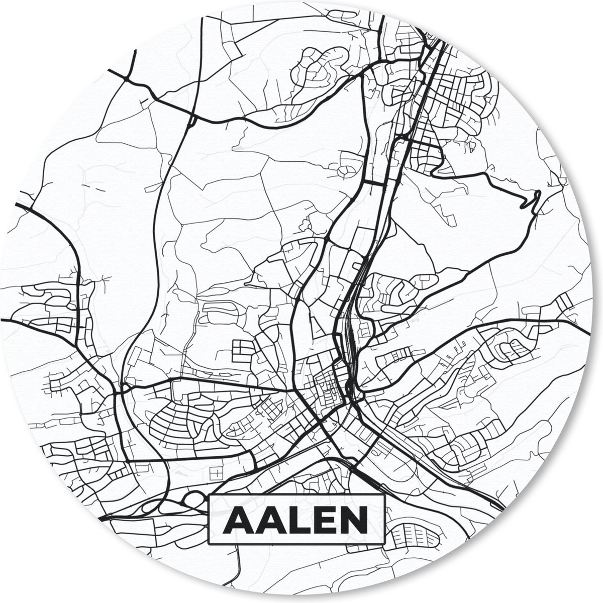 Muismat rond 30x30 cm - Mousepad Aalen - Stadskaart - Plattegrond - Kaart - Ronde muismatten - Stadskaart