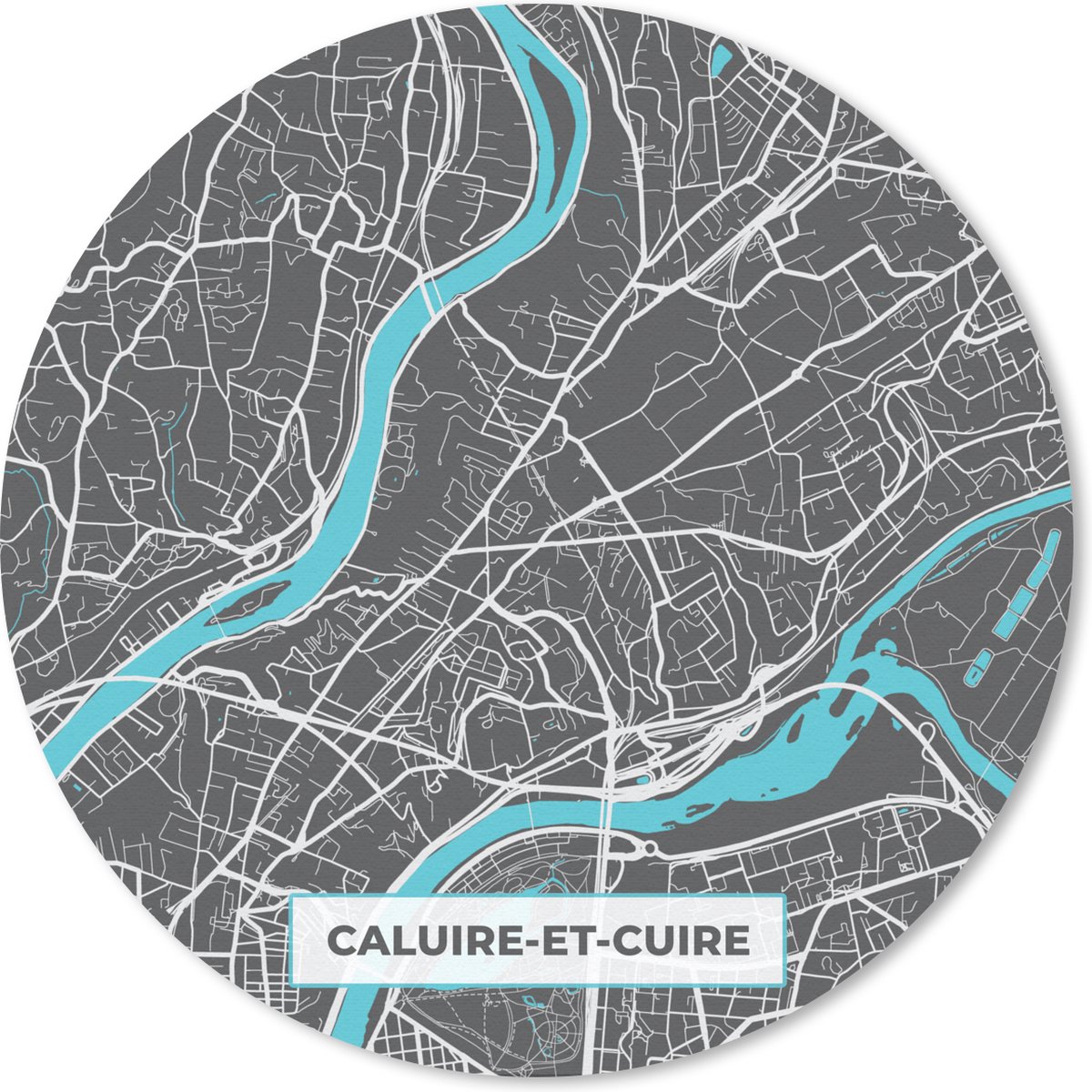 Muismat rond 20x20 cm - Mousepad Plattegrond - Caluire-et-Cuire - Frankrijk - Stadskaart - Kaart - Ronde muismatten - Stadskaart