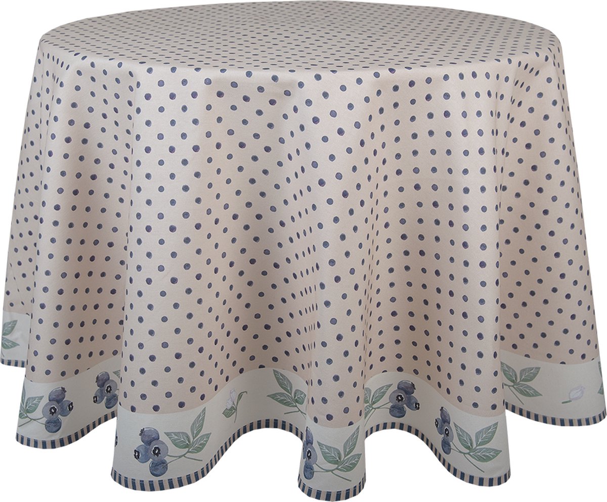 Clayre & Eef Tafelkleed Ø 170 cm Beige Blauw Katoen Bos Dieren Herfst