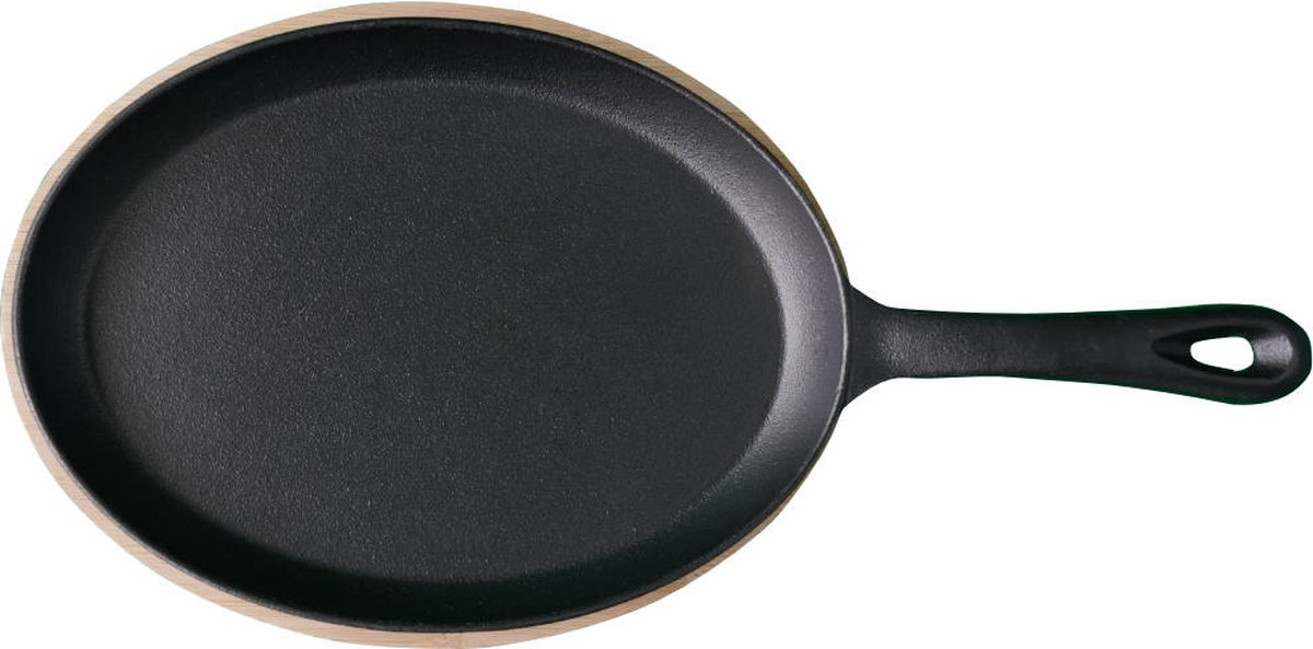 Tapas pan - Gietijzer- Ovaal - 24cm - Met onderzetter - bbq accessoires