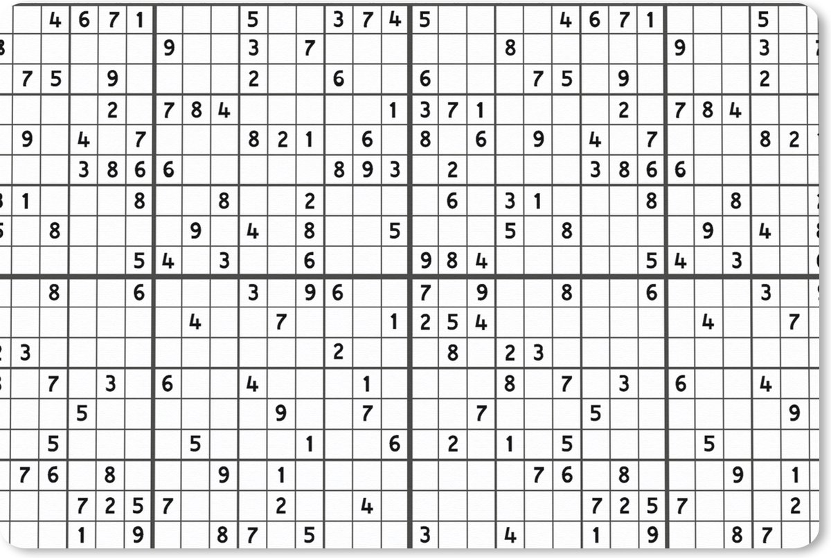 Muismat XXL 90x60 cm - Bureau onderlegger - Bureau mat Sudoku - Puzzel - Patroon - Bureaumat - Gaming mousepad xl - Bureaulegger groot - Computer deskmat