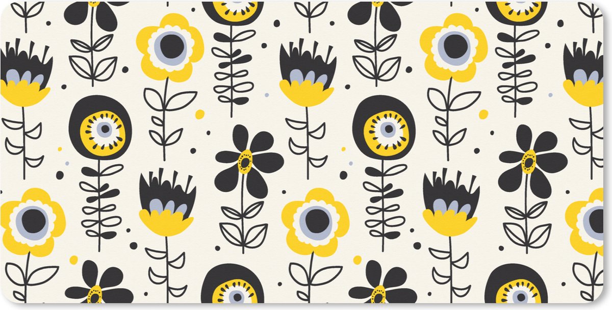 Muismat XXL 90x45 cm - Bureau onderlegger - Bureau mat Meiden - Bloemen - Blaadjes - Patronen - Girl - Kids - Kinderen - Bureaumat - Gaming mousepad xl - Bureaulegger groot - Computer deskmat