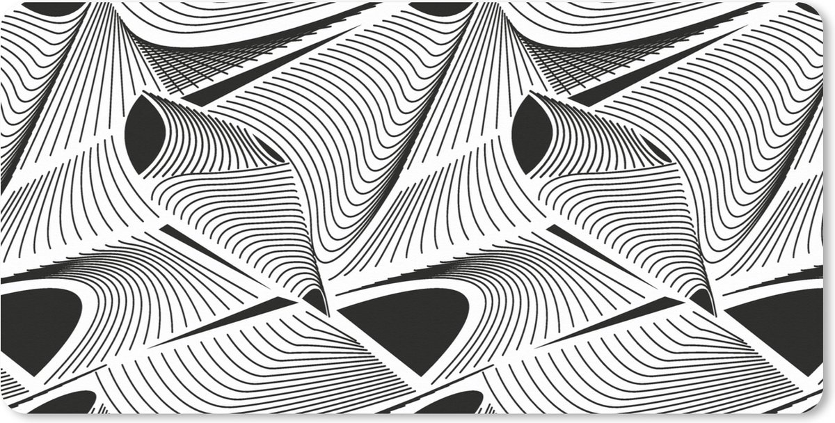 Muismat XXL 80x40 cm - Bureau onderlegger - Bureau mat Patroon - Abstract - Zwart Wit - Bureaumat - Gaming mousepad xl - Bureaulegger groot - Computer deskmat