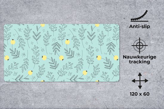 Muismat XXL 120x60 cm - Bureau onderlegger - Bureau mat Patronen - Zaad - Planten - Bureaumat - Gaming mousepad xl - Bureaulegger groot - Computer deskmat