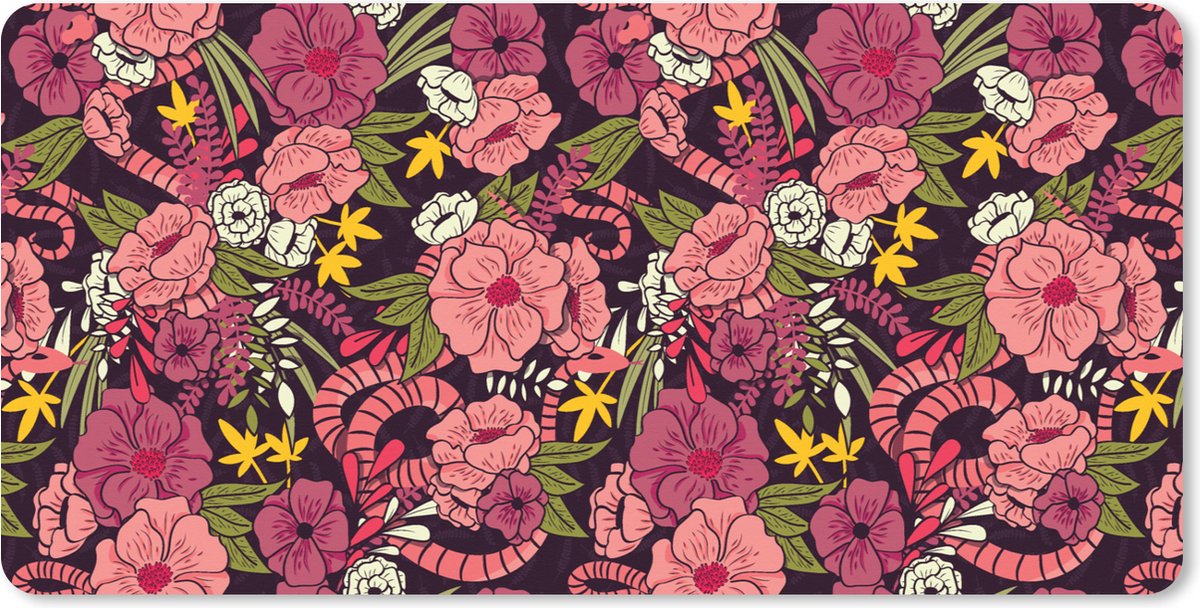 Muismat XXL 90x45 cm - Bureau onderlegger - Bureau mat Jungle - Bloemen - Patronen - Bureaumat - Gaming mousepad xl - Bureaulegger groot - Computer deskmat