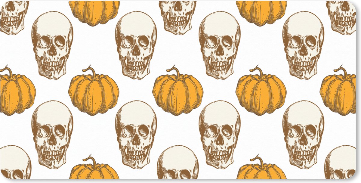 Muismat XXL 90x45 cm - Bureau onderlegger - Bureau mat Patroon - Halloween - Skull - Bureaumat - Gaming mousepad xl - Bureaulegger groot - Computer deskmat