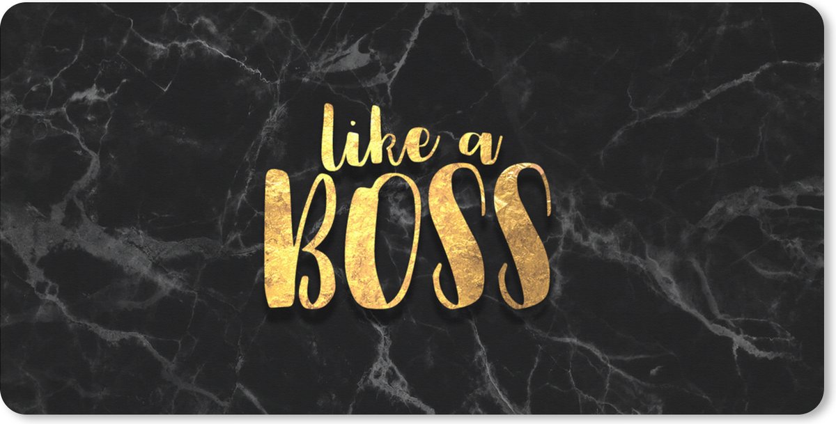 Muismat XXL - Bureau onderlegger - Bureau mat - Quote - Boss - Goud - Marmer print - 120x60 cm - XXL muismat