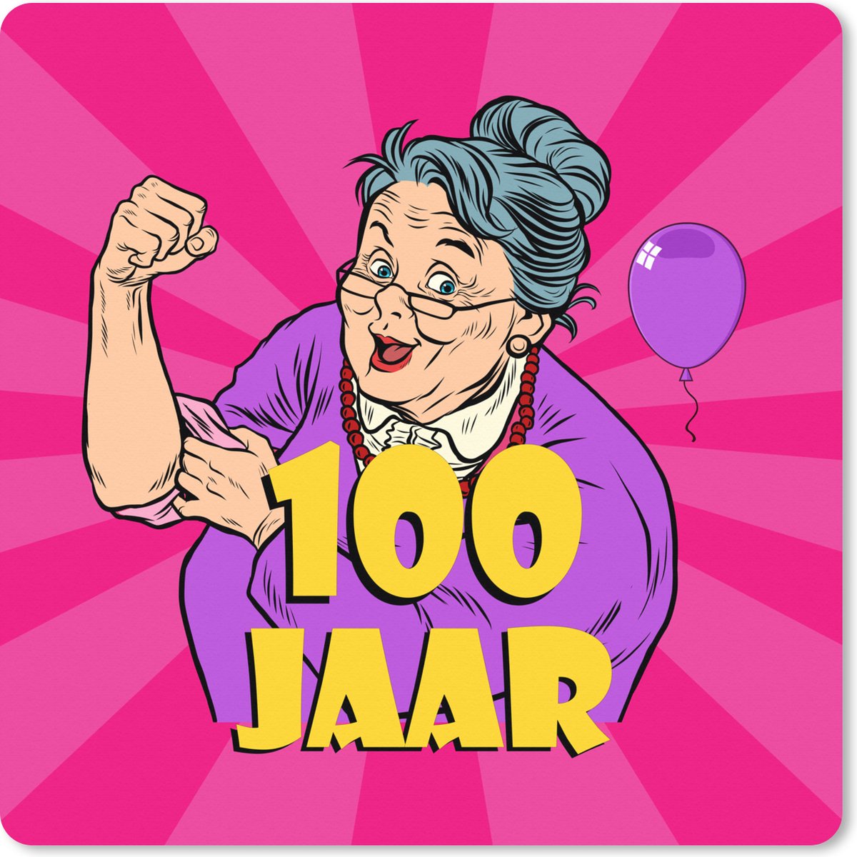 Muismat XXL 40x40 cm - Bureau onderlegger - Bureau mat Vrouw - Jubileum - 100 jaar - Bureaumat - Gaming mousepad xl - Bureaulegger groot - Computer deskmat