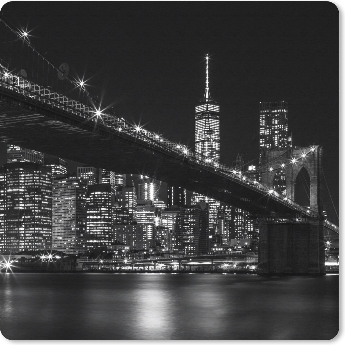 Muismat XXL 40x40 cm - Bureau onderlegger - Bureau mat New York - Brooklyn - Bridge - Bureaumat - Gaming mousepad xl - Bureaulegger groot - Computer deskmat
