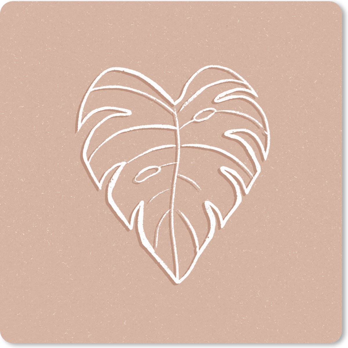 Muismat XXL - Bureau onderlegger - Bureau mat - Bladeren - Line Art - Roze - 40x40 cm - XXL muismat