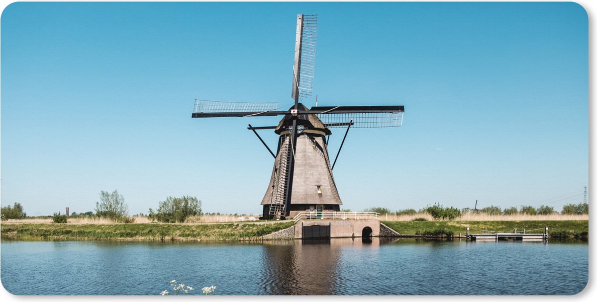 Muismat XXL 90x45 cm - Bureau onderlegger - Bureau mat Molen - Bloemen - Water - Nederland - Bureaumat - Gaming mousepad xl - Bureaulegger groot - Computer deskmat