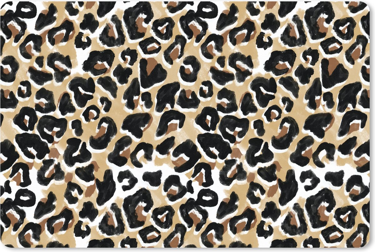 Muismat XXL 90x60 cm - Bureau onderlegger - Bureau mat Dierenprint - Panter - Bruin - Waterverf - Bureaumat - Gaming mousepad xl - Bureaulegger groot - Computer deskmat