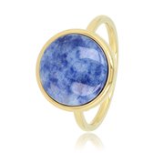 My Bendel - Goudkleurige ring met Lapis Lazuli edelsteen - Bijzondere goudkleurige ring met Lapis Lazuli edelsteen - Met luxe cadeauverpakking