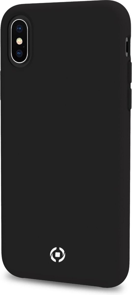 Celly Feeling Siliconen hoesje - Geschikt voor Apple iPhone X Max / XS Max - TPU Back cover - Microfiber - Zwart