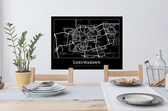 Stickers muraux - Plan de la ville - Leeuwarden - Carte - Carte - 80x60 cm - Feuille adhésive