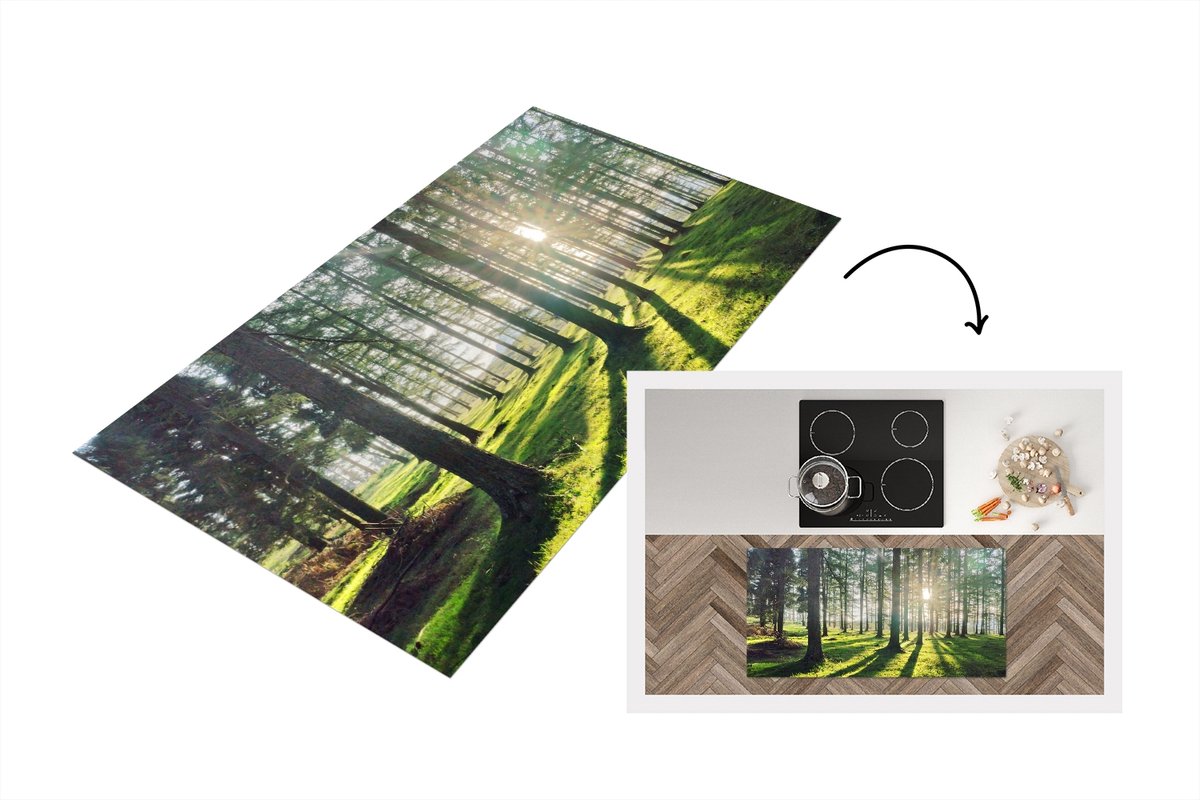 KitchenYeah Keukenloper - Loper keuken - Bomen - Natuur - Bos - 120x60 cm - Keukenloper vinyl Multicolor
