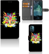 Wallet Book Case Nokia G11 | G21 Smartphone Hoesje Cat Color Leuke Verjaardagscadeaus