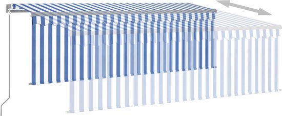 vidaXL Auvent extensible manuellement avec store enrouleur LED 4x3 m Bleu Blanc