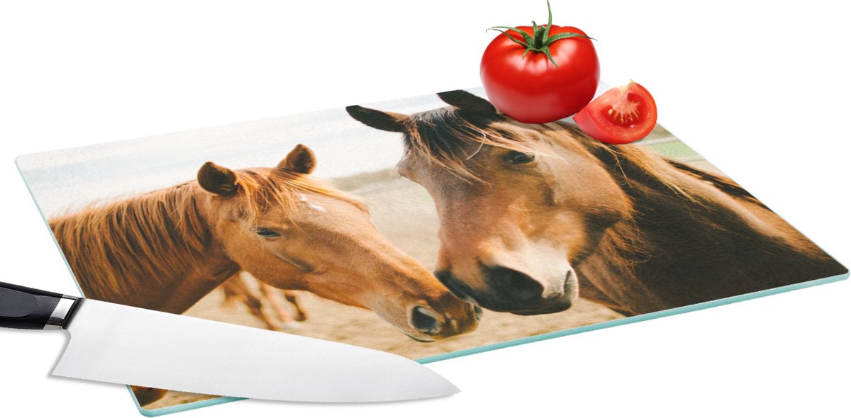Glazen Snijplank - 39x28 - Paard - Strand - Dieren - Snijplanken Glas