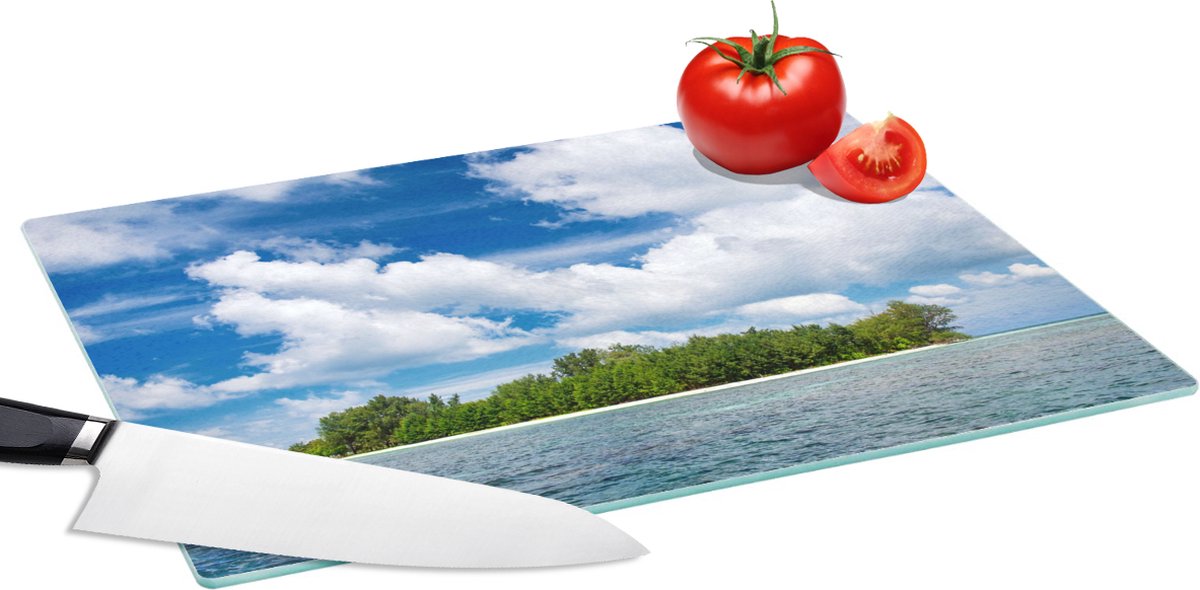 Glazen Snijplank - 39x28 - Eiland - Zomer - Tropisch - Snijplanken Glas