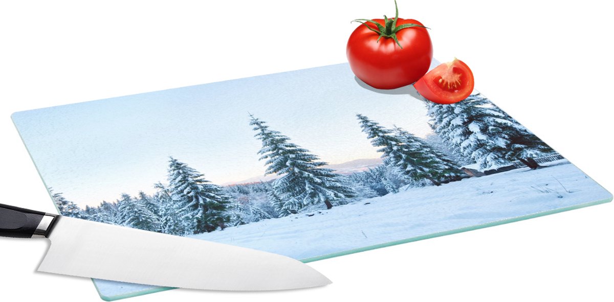 Glazen Snijplank - 39x28 - Winter - Sneeuw - Bomen - Snijplanken Glas