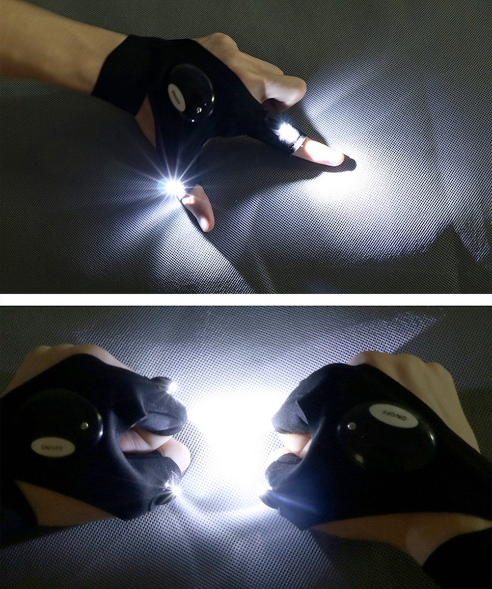 Sangle de Gants sans doigts - La paire - Eclairage LED lumineux - Taille  unique 
