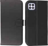 Samsung Galaxy A22 5G Hoesje - Echt Lederen Wallet Case Telefoonhoesje - Zwart