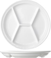 Fondue/gourmet bord/barbecuebord/gourmetbord met vakjes rond wit porselein 26 cm