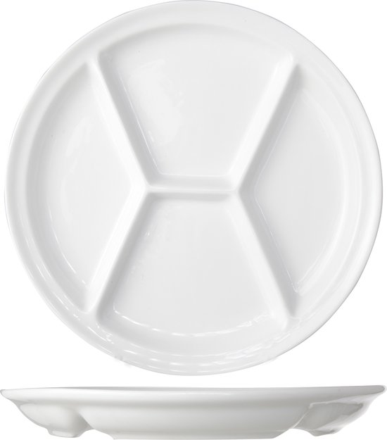 Set de 2x assiettes à fondue / gourmet / barbecue blanches 22,7 x 1,8 cm  6