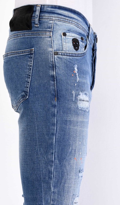 Pantalon Paint Splatter Homme Coupe Slim - 1063 - Blauw
