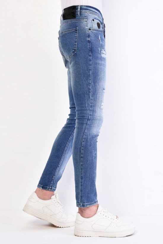 Pantalon Paint Splatter Homme Coupe Slim - 1063 - Blauw