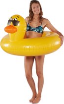 Gele eend opblaasbare zwemband/zwemring 101 cm speelgoed voor kinderen en volwassenen - Opblaaseend - Buitenspeelgoed zwemband/zwemringen - Waterspeelgoed
