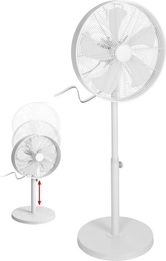 Oneiro’s Luxe Statief ventilator KRACHT max 120 cm - 50W - verstelbaar - wit -  robuust en krachtig - zomer – tuin –– zomer – tuinaccessoires – koelen – ventilatoren – verkoeling  – klimaatbeheersing – vloer ventilator – tafelventilator