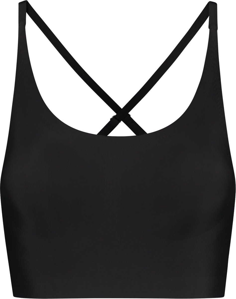Bye Bra ronde hals bralette, naadloze bralette zonder beugel met lichte ondersteuning, zachte stretchstof, onzichtbare pasvorm voor dagelijks gebruik, 3 kleuren, S-XXL (VK, Alpha, L, Regular, Regular, Standard, Zwart)