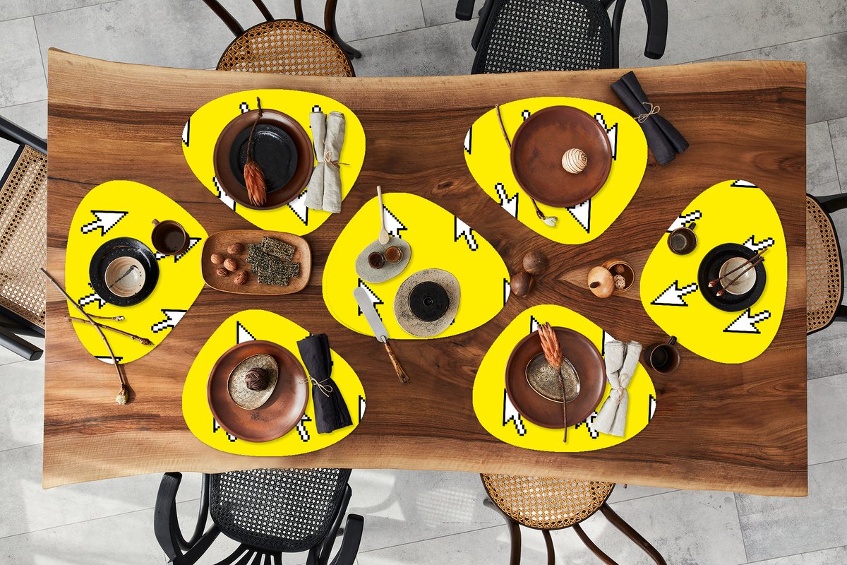Placemat organisch - Placemats organic - Onderleggers - Muis - Patronen - Computer - 8 stuks